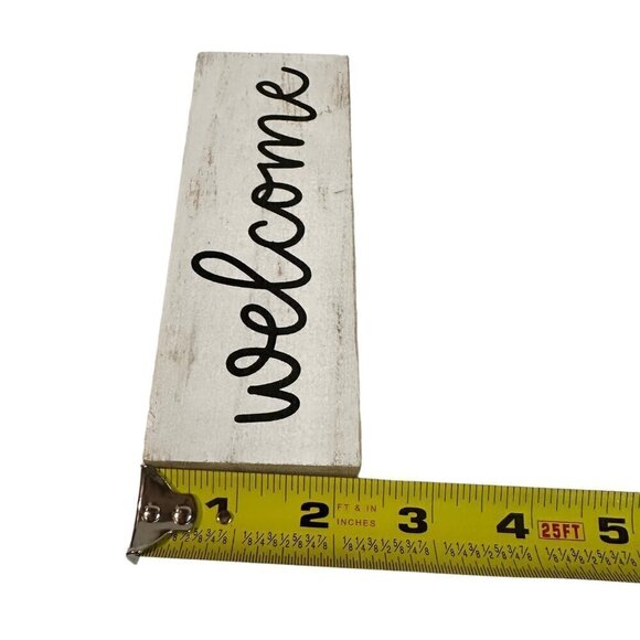 Rustic Wooden Welcome Sign 6 x 3 inches Farmhouse Decor Distressed White Mini - Picture 9 of 12